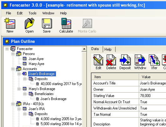 A screen shot from the Forecaster program A screen shot from the Forecaster program