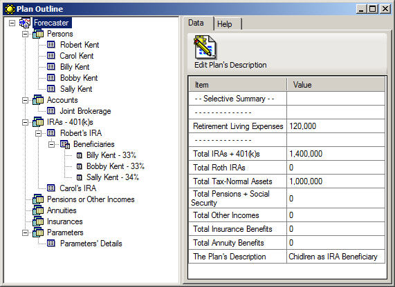 A screen shot from the Forecaster program