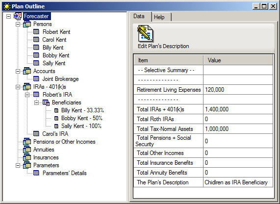 A screen shot from the Forecaster program